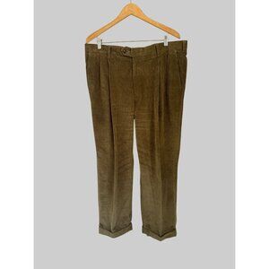 Berle Mens Corduroy Pants 38R Brown Pleated Front Duca Visconti Made In Italy